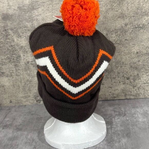 NEW Old Navy Beanie OS Brown Orange Knit Y2K Pom Pom Winter Hat - Picture 4 of 8